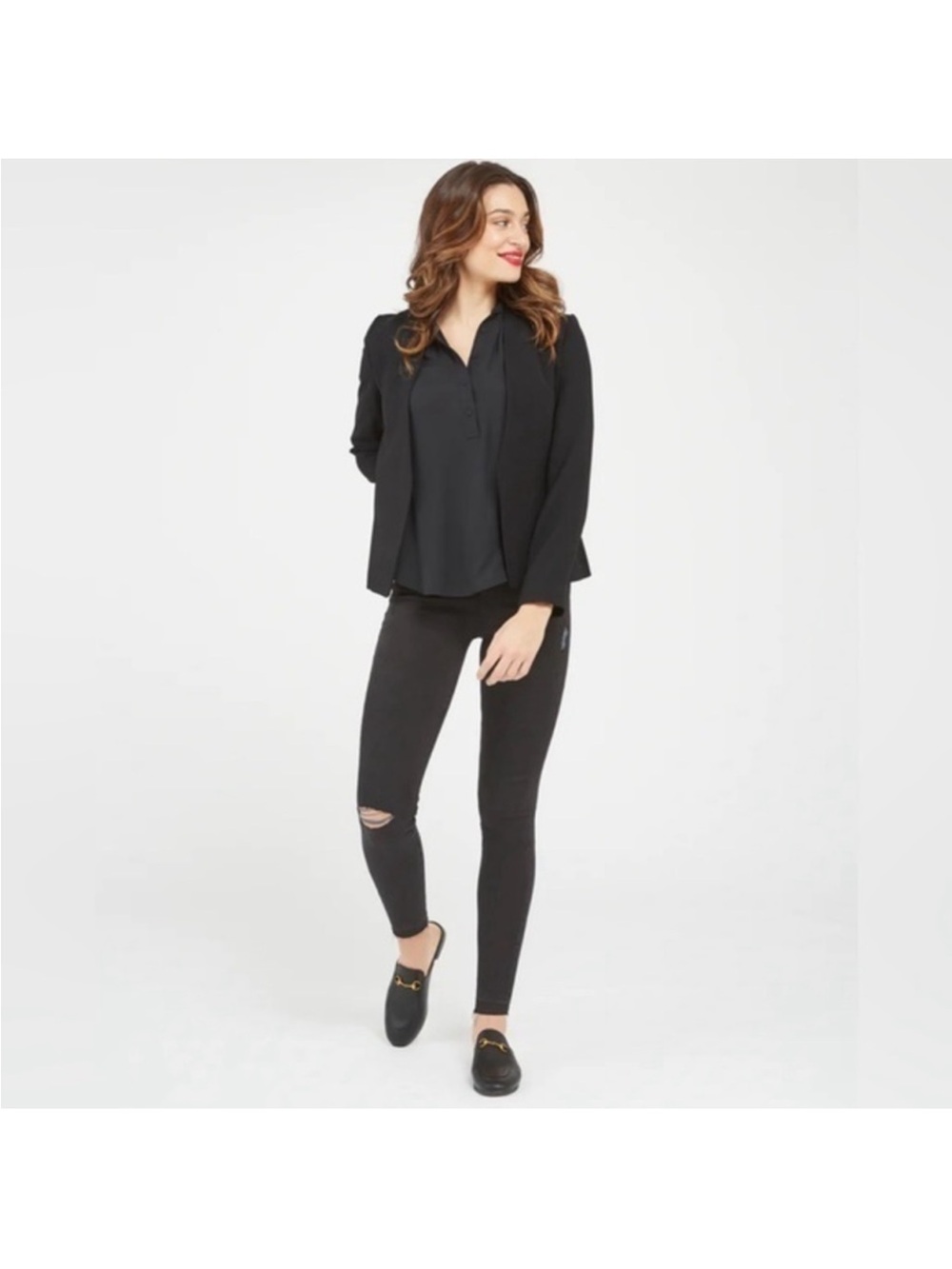 SPANX Black distressed, denim leggings, black. New with tags NWT